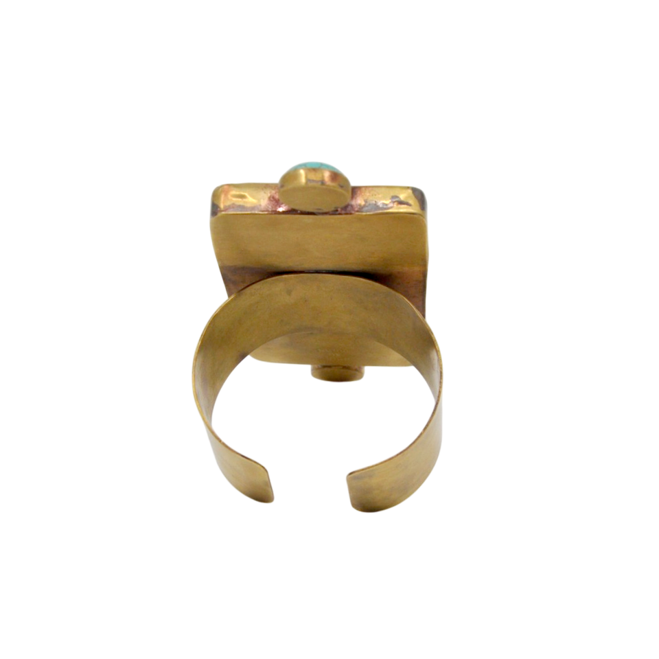 Turkuaz Taş Detaylı Soyut Seramik Tasarım Bilezik