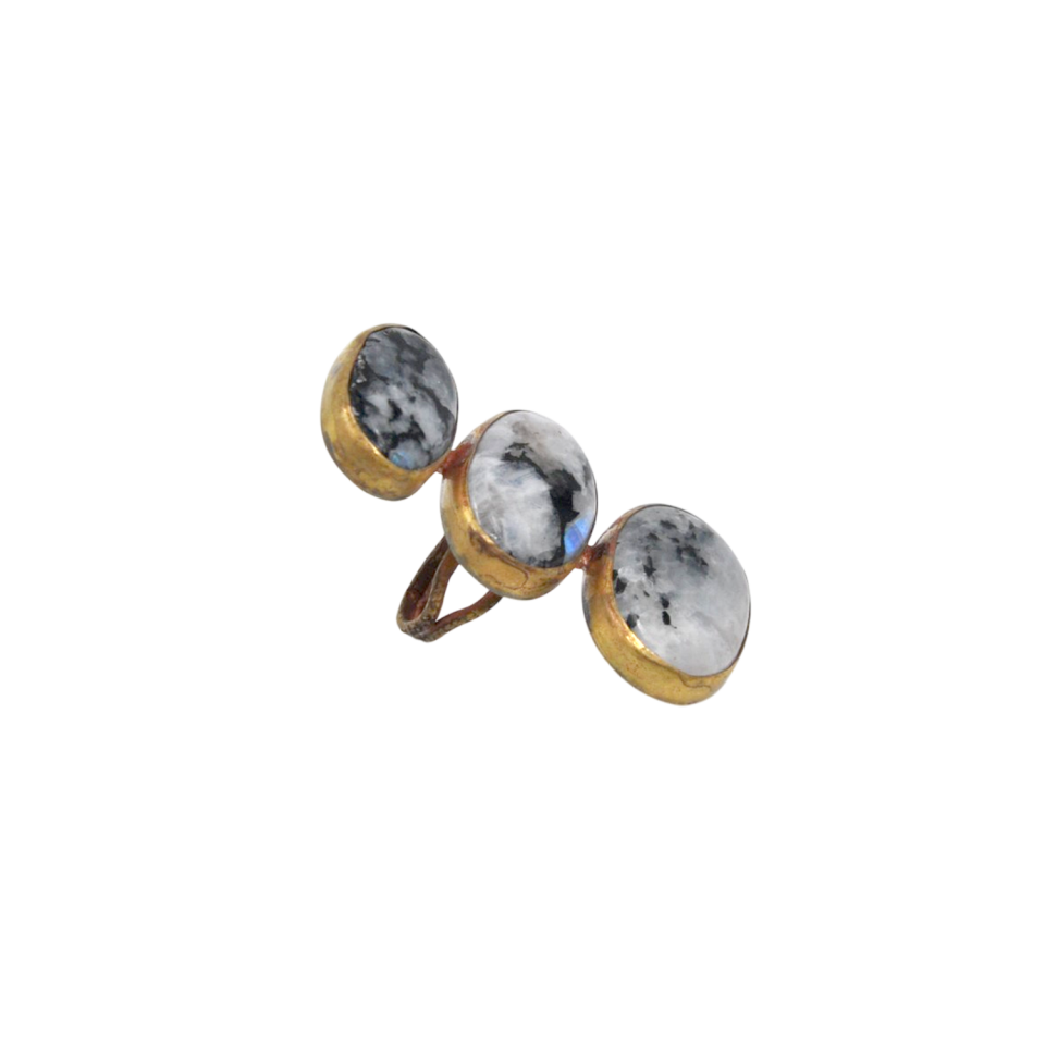 Moonstone Triple Natural Stone Design Ring